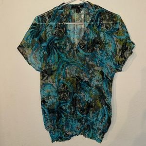 YA DA Womens 100% Silk Blouse Top Size M